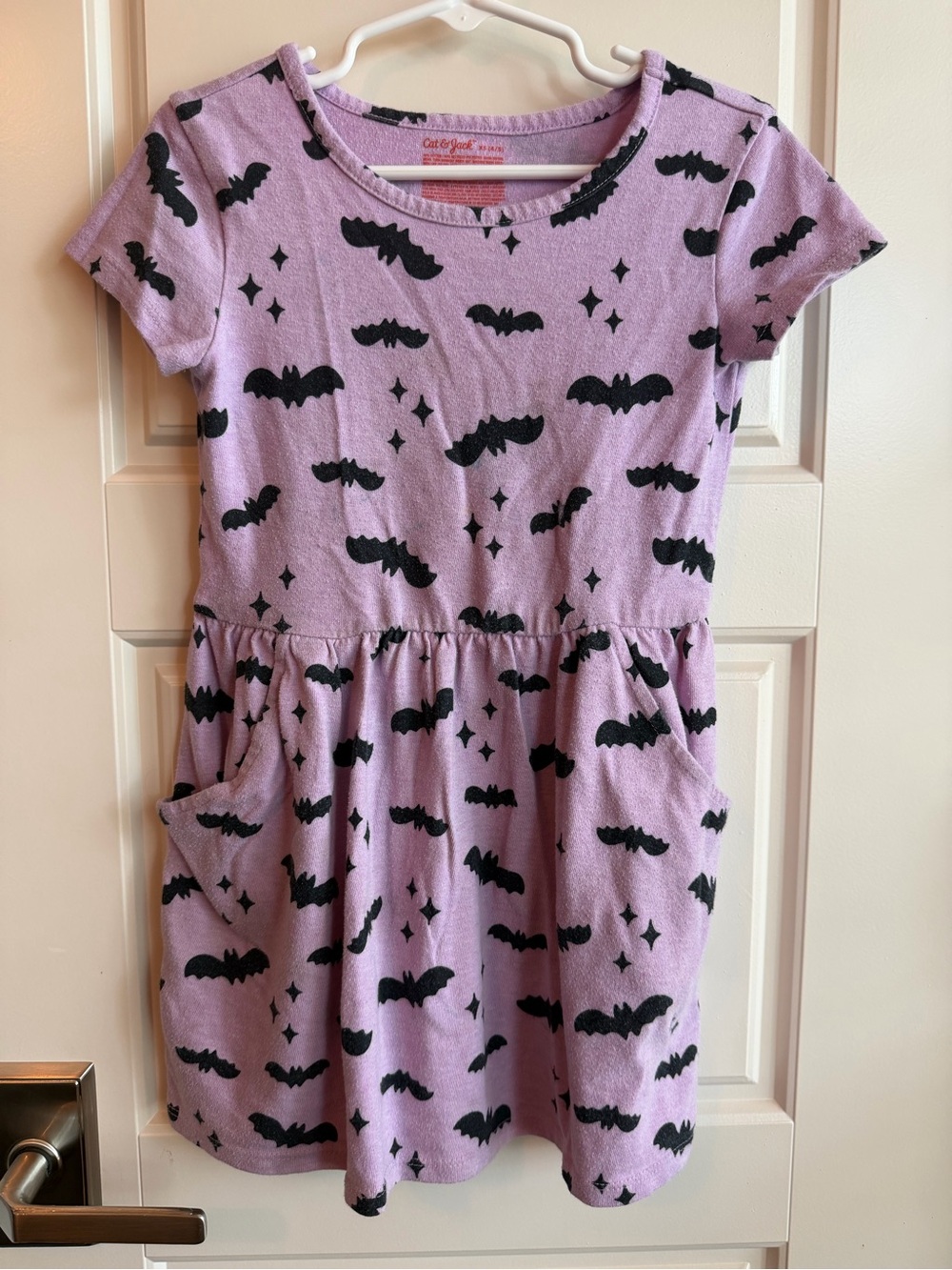 Cat & Jack Lavender Short-Sleeve Bat Print Dress